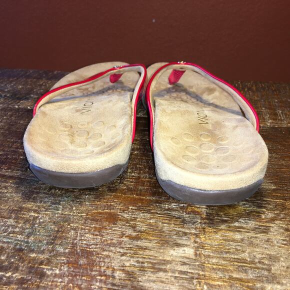 Vionic Orthaheel Mona Red Patent Flip Flop Thong Sandals Womens 8 W Classic - Picture 5 of 8